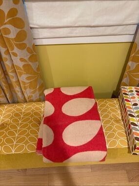 Orla Kiely - Giant Stem -  Apricot Wool Throw Blanket New